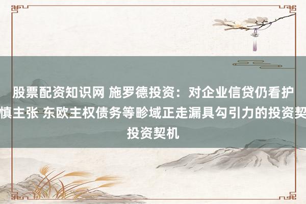 股票配资知识网 施罗德投资：对企业信贷仍看护审慎主张 东欧主权债务等畛域正走漏具勾引力的投资契机