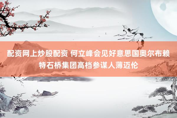 配资网上炒股配资 何立峰会见好意思国奥尔布赖特石桥集团高档参谋人薄迈伦